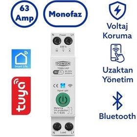 Resim Tomzn Akıllı Voltaj ve Akım Koruma Rölesi, WiFi Özellikli Dahili Enerji Ölçer 63A - Akıllı Sigorta 