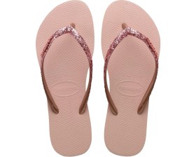 Resim Havaianas Slim Glitter II Kadın Açık Pembe Terlik Silikon/Plastik Günlük Kullanım İçin 