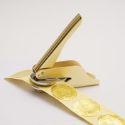 Resim Kişiselleştirilmiş kabartmalı mühür, paslanmaz çelik altın el tipi mühür, kişiselleştirilmiş logo ve metin ile düğün davetiyeleri, ticari kütüphane şirket logoları için uygun 