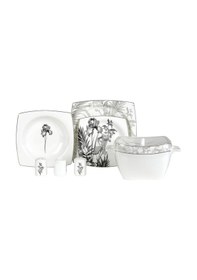 Resim Korkmaz Bone Collection 60 Parça Kare Yemek Takımı A8462 Beyaz 