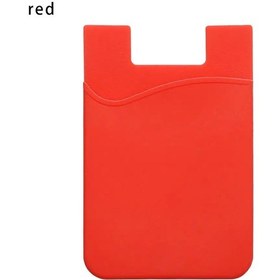 Resim Iskybob Yeni Tasarım Kendinden Yapışkanlı Kredi Kartı Tutucu - Telefon Arka Cep İçin İnce Cüzdan Kadın/erkek Alcaltel 3x 2020 Gül Kırmızı 