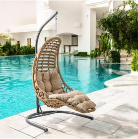 Resim Capri Swing Bodrum Tekli Rattan Bahçe Salıncağı | Balkon Salıncağı 