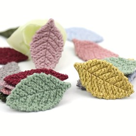 Resim 40 adet Karışık Renkler Ses Dalgası Teknolojisi Kabartmalı Polar Yaprak Aplikeleri DIY El İşleri, Giyim, Tayt, Ayakkabı & Şapka için - 1.5x2.7cm 