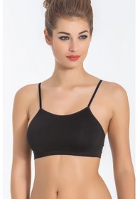 Resim Miss Fit Kadın Ince Askılı Sıfır Kol Büstiyer Seamless Siyah S-M 