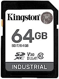 Resim Kingston Endüstriyel SD Kart, 100MB/s'ye kadar, Yüksek Dayanıklılık, UHS-I U3 V30 A1, (SDIT/64GB) 