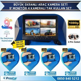 Resim Kayıtlı 9" Monitörlü Ahd 1080p 4 Kameralı 256gb Sd Destekli 4pin 