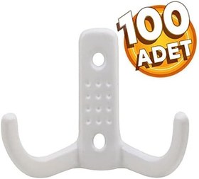 Resim Badem10 Noktalı Vestiyer Duvar Askısı Dolap Elbise Askılığı Beyaz Metal Askı (100 ADET) 