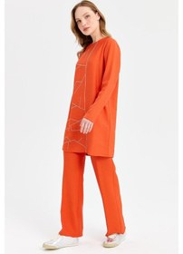 Resim Esswaap Önü Taş Yapıştırmalı Pantolon Tunik Takım Oranj-oranj Oranj 