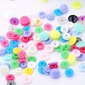 Resim 200 Adet Canlı Macaron Çıtçıt Düğmeleri - DIY Giyim & Çanta Aksesuarları için Dikişsiz Plastik Bağlantı Elemanları, Karışık Renkler 