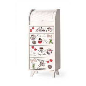 Resim Sivas Gözde Çekmeceli Latte Desenli Kiler Dolabı / Ekmeklik - Beyaz 