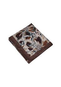 Resim Mim Eşarp Vav İpek Kadın Micro Twill Sport Çiçek Desenli Eşarp Kahve 