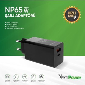 Resim NextPower NP65W Hızlı Şarj Adaptörü 