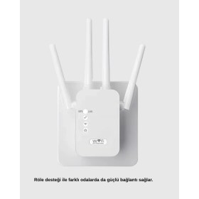 Resim Epilons 300MBPS Wifi Menzil Genişletici 4 Antenli Wpa3 Güvenlikli Priz Tipi Repeater 
