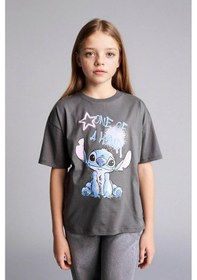 Resim Defacto Dısney Lılo & Stıtch Tişört Kız Çocuk Antrasit Kız Çocuk T-shirt H0724a8/ar58 Antrasit 