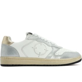 Resim Derimod ACBC x DERİMOD Kadın Gümüş Bağcıklı Simli Deri Sneaker 25SFD4354SM 