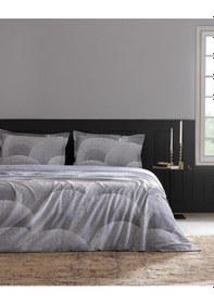 Resim Madame Coco Rochelle Tek Kişilik %100 Pamuk Baskılı Saten Nevresim Takımı - Gri Gri 