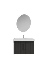 Resim Creavit D20 80 Cm Banyo Dolabı Ve Yuvarlak Ayna Takımı Antrasit 