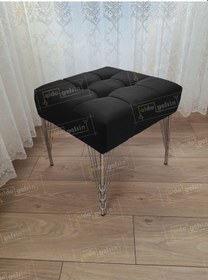 Resim Modern Dilim Puf Ayakucu Puf Gümüş Metal Ayak 45 45 Siyah 