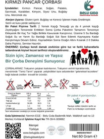 Resim Belu Gıda Atölyesi Kırmızı Pancar Çorbası 60 gr (4 Porsiyon) Pestisitsiz - Bebek, Çocuk ve Yetişkin Beslenmesine Uygun 