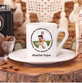 Resim Babalar Günü Fotoğraflı Ve Isimli Türk Kahve Fincanı 