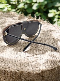 Resim Leather Solare Unisex Siyah Floter Hakiki Deri Gözlük Kılıfı 