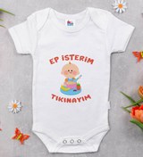 Resim Bitmeyen Kartuş Bk Kids Ep Isterim Tasarımlı Beyaz Bebek Body Zıbın-5 