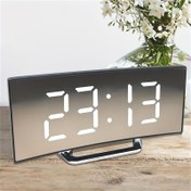 Resim Modern Kavisli LED Ekranlı Dijital Saat - Sessiz Alarm, Çift Güç Seçeneği (Pil veya USB), Büyük Ekran, Şık Siyah Tasarım Ev Dekoru için, Ofis Dijital Saati | Minimalist Alarm Saati | Şık Zamanlama Aleti, Oturma Odası İçin Saat 