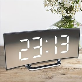 Resim Modern Kavisli LED Ekranlı Dijital Saat - Sessiz Alarm, Çift Güç Seçeneği (Pil veya USB), Büyük Ekran, Şık Siyah Tasarım Ev Dekoru için, Ofis Dijital Saati | Minimalist Alarm Saati | Şık Zamanlama Aleti, Oturma Odası İçin Saat 