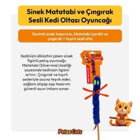Resim PetzzCats Sinek Matatabi ve Çıngırak Sesli Kedi Oltası Oyuncağı Mavi 42 Cm 
