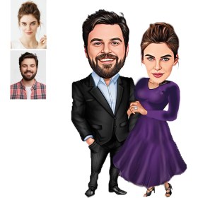 Resim Kişiye Özel Karikatürlü Evli1 Ahşap - Araba Dikiz Ayna Süsü 