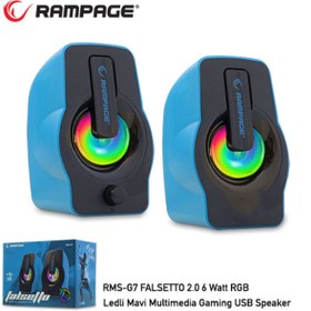 Resim Pazarcan Rampage Rms-g7 Falsetto 1 1 6 W Usb 5v Rgb Ledli Mavi Hoparlör 