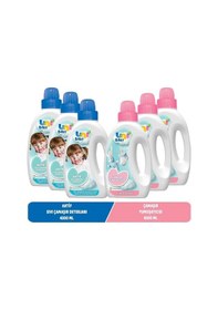 Resim Unibaby Aktif Mavi Sıvı Çamaşır Deterjanı 1500 ML + Çamaşır Yumuşatıcı Pembe Paket 1500 ML 3'lü 