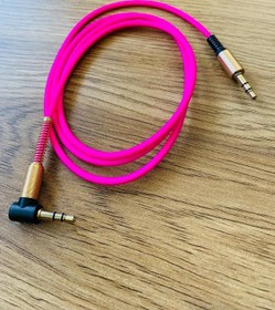 Resim Pembe Renk L Tip 3.5mm L Tipi Spralli Audio Aux Ses Kablosu 1mt - 3.5mm 