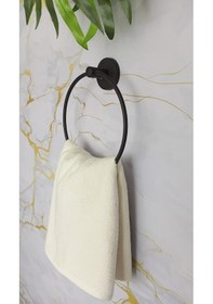 Resim Yapışkanlı Banyo Seti 3,lü Eko Banyo Köşeliği Yuvarlak Havluluk Tuvalet Kağıtlığı Bornozluk Siyah 