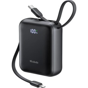 Resim Mcdodo MC-8620 10000mAh 22.5W Pd Hızlı Şarj Dahili Kablolu Powerbank Siyah (Type-C / Lightning) 