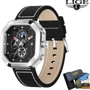 Resim Caven Denton Gümüş Siyah Lıge Üst Marka Lüks Erkek Saatler Kare Spor Moda Kuvars Izle Erkekler Için Su Geçirmez Kronograf Kol Saati Reloj Hombre + Kutu (Yurt Dışından) 