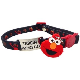 Resim Ayz Markalama Güvenlik Kilitli İsimli Kedi Tasması Kedi Madalyon Elmo 