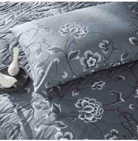 Resim Taç Kapitoneli Nevresim Takımı Sherry Antrasit Çift Kişilik 