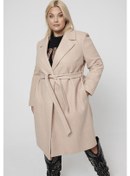 Resim Only Kadın Büyük Beden Caralvılda Düğmeli Ve Belden Bağlamalı Uzun Kaban 15331937 Bej Bej 