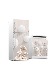 Resim Buzdolabı Ve Bulaşık Makinası Beyaz Eşya Sticker Kaplama 3d Çiçek 