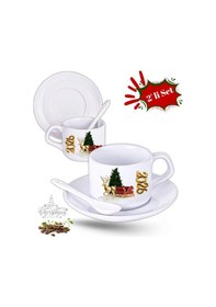 Resim Yılbaşı Hediyesi Noel 2026 Baskılı 2li Set İsimli Porselen Çay Kahve Fincan Seti Beyaz 