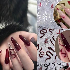 Resim 1 Sayfa Yılan ve Kelebek Desenli Tırnak Sanatı Kendinden Yapışkanlı Etiketler DIY 