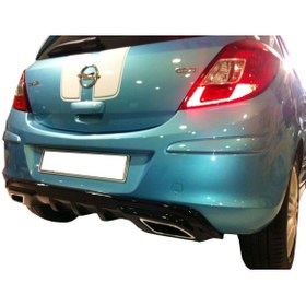 Resim Drs Tuning Opel Corsa Uyumlu D (2007-2015) Egzoz Görünümlü Arka Tampon Eki - Difüzör (PLASTİK) 