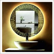 Resim Dnr-Mirror90 Cm Günışığı Ledli Tasarım Kumlamalı Banyo Aynası Makyaj Aynası Işıklı Ayna 