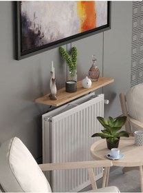 Resim Montajsız Petek Üstü Uçan Raf Kalorifer Peteği 80x20 Cm Beyaz - Atlantik Çam Atlantik Çam 