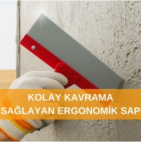 Resim BEYLİNİ 30CM Raspa Zemin Duvar Yer Tavan Köşe Büyük Spatula Profesyonel Kullanım Rahat Ispartula Kırmızı 