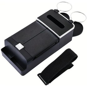 Resim Xuweiwei Siyah Kahve Tutuculu Geniş Kapasiteli Çok Bölmeli Araç Konsolu Organizatörü 