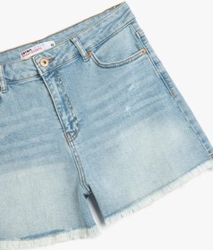 Resim Koton Rahat Kesim Yıpratma Detaylı Denim Şort Açık İndigo 5sal40013md Açık İndigo 