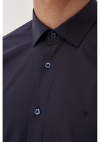 Resim Ac&co / Altınyıldız Classics Erkek Koyu Lacivert Ütülemesi Kolay Slim Fit Dar Kesim Klasik Yaka Pamuklu Gömlek Koyu Lacivert 