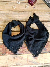 Resim Mufincollection Siyah Nakışlı Muslin Kumaş Anne Kız Kombin - %100 Pamuk, Nefes Alan Doğal Kumaş 